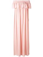 P.a.r.o.s.h. - Deep Frill Bardot Dress - Women - Silk/acetate - M, Pink/purple, Silk/acetate