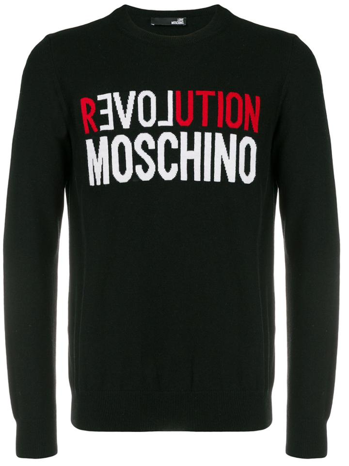 Love Moschino Logo Contrast Sweater - Black