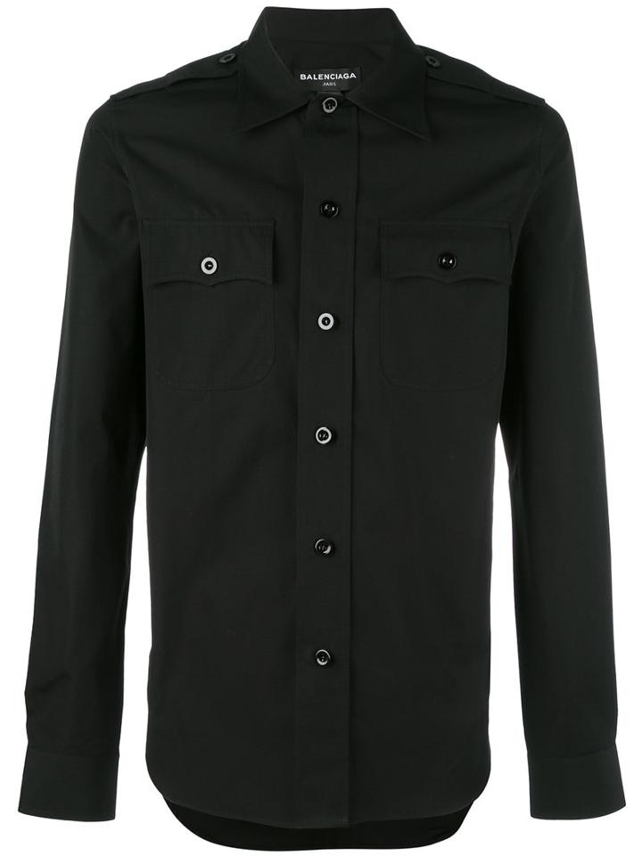 Balenciaga Chest Pocket Shirt, Men's, Size: 40, Black, Cotton