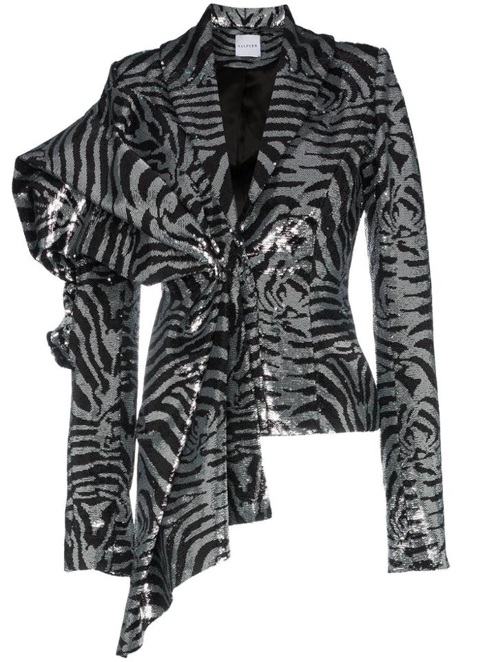 Halpern Silk Zebra-stripe Sequinned Jacket - Black