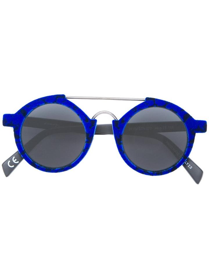 Italia Independent Round Framed Sunglasses, Adult Unisex, Blue, Velvet/plastic