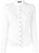 Balmain Collarless Shirt, Women's, Size: 38, White, Cotton