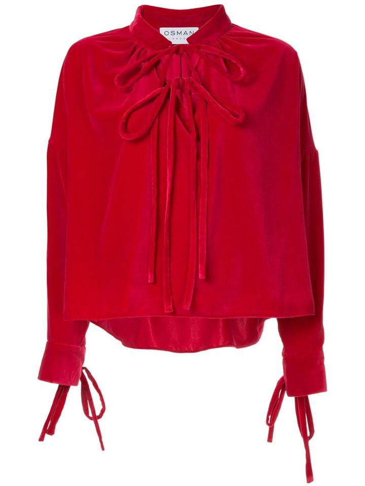 Osman Jacky Self-tie Velvet Top - Pink & Purple