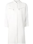 Alexander Wang Band Collar Shirt Dress, Size: 10, White, Polyester/triacetate