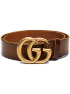 Gucci Brown Leather Gg Logo Belt