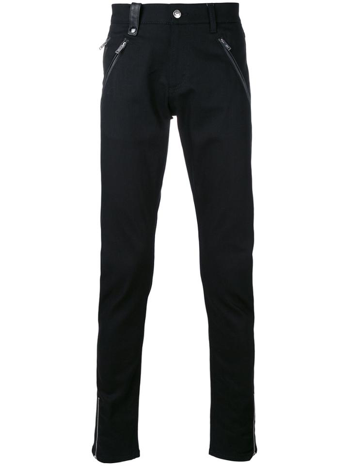 Alexander Mcqueen Slim Biker Trousers - Black