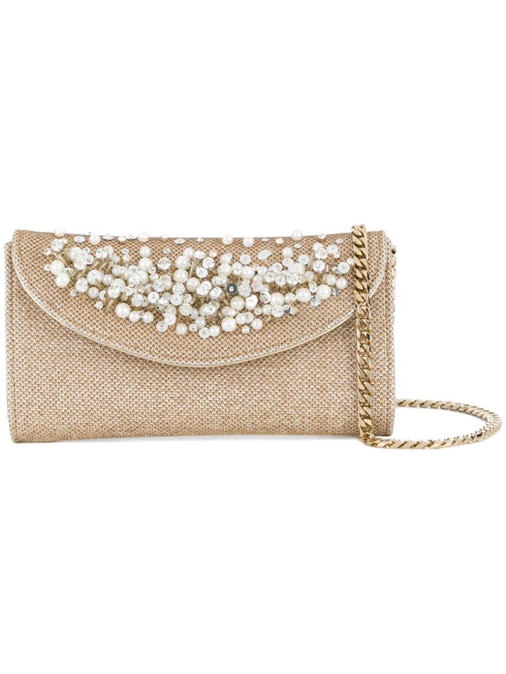 Casadei Pearl Embellished Clutch - Nude & Neutrals
