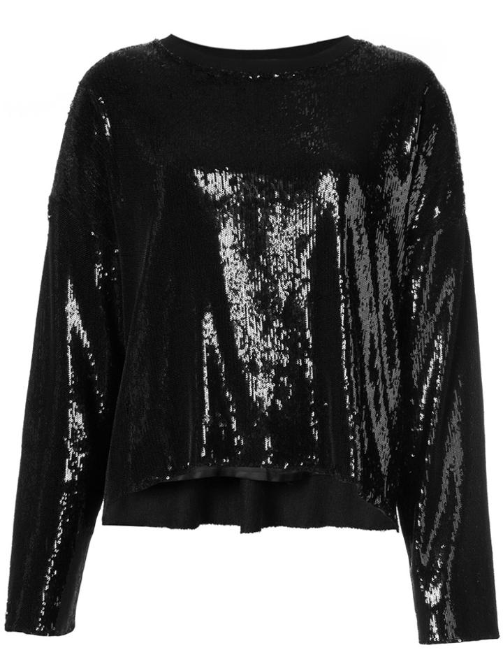 Rta Sequin Long-sleeve Top - Black