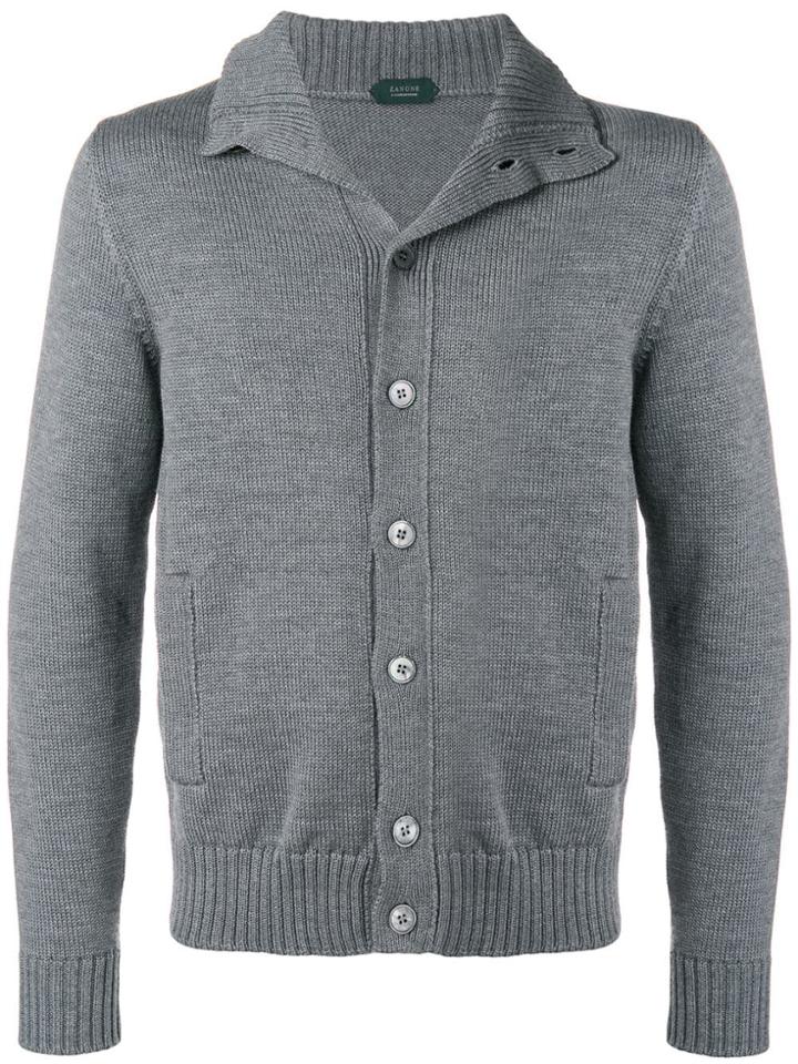 Zanone Knitted Button Cardigan - Grey