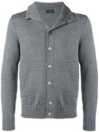 Zanone Knitted Button Cardigan - Grey