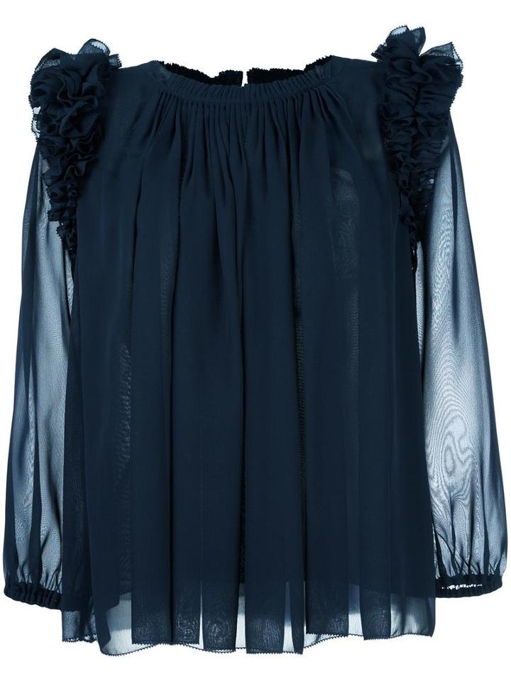 Steffen Schraut Ruffled Shoulder Detailing Blouse, Women's, Size: 38, Blue, Polyester