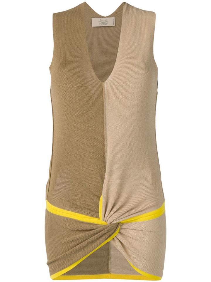 Maison Flaneur Knot Front Vest - Brown