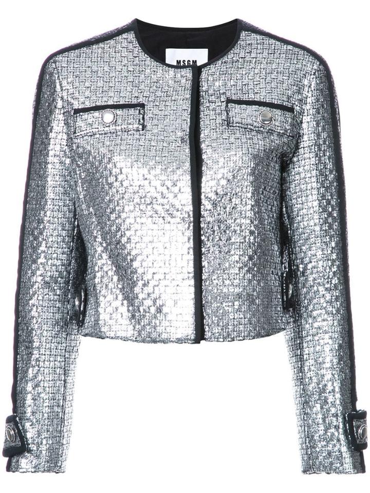 Msgm Metallic Tweed Jacket