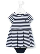 Ralph Lauren Kids - Striped Box Pleat Dress - Kids - Cotton/polyester/spandex/elastane - 9 Mth, Blue