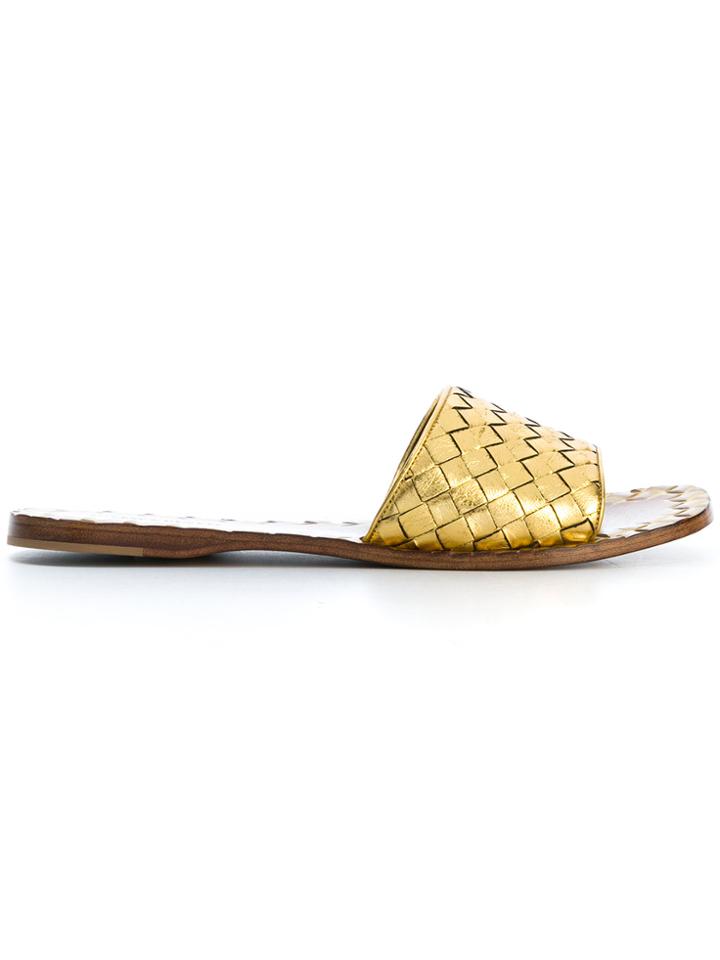 Bottega Veneta Slip On Sandals - Metallic