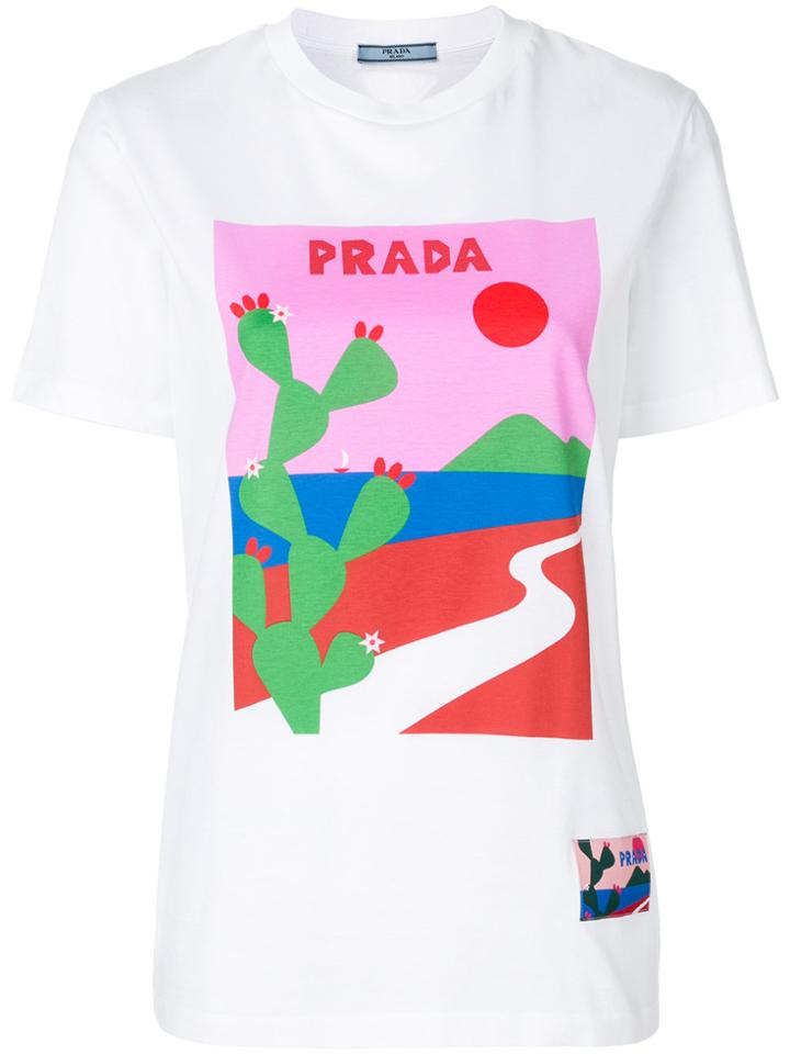 Prada Logo Print T-shirt - White