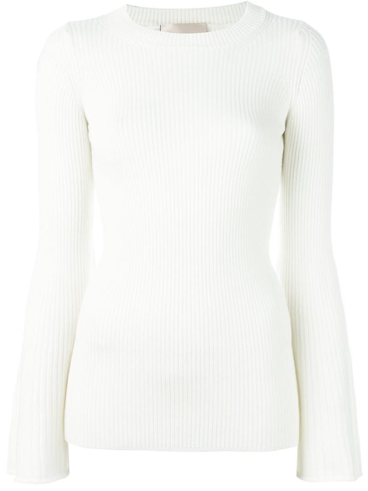 Erika Cavallini Ribbed Jumper, Women's, Size: Large, White, Virgin Wool