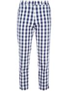 Love Moschino Gingham Check Trousers, Women's, Size: 44, Blue, Cotton/polyamide/spandex/elastane