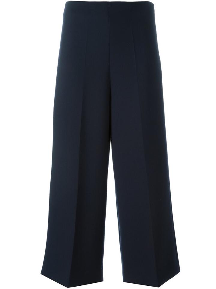 Erika Cavallini Cropped Wide Leg Trousers, Women's, Size: 44, Blue, Polyester/spandex/elastane/virgin Wool