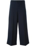 Erika Cavallini Cropped Wide Leg Trousers, Women's, Size: 44, Blue, Polyester/spandex/elastane/virgin Wool