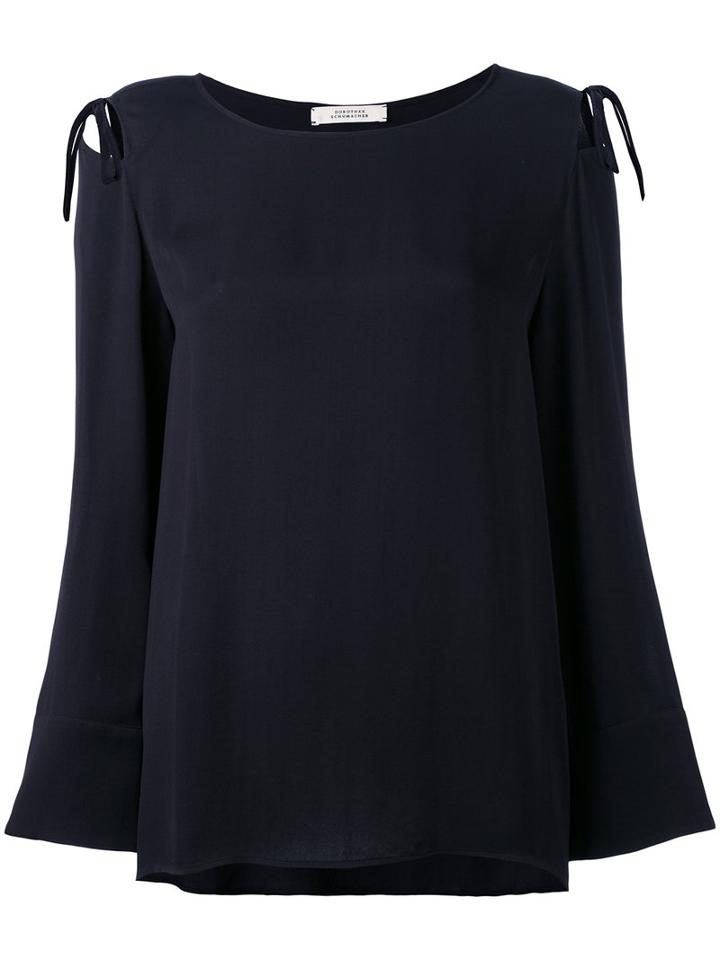 Dorothee Schumacher - Cold Shoulder Blouse - Women - Silk/viscose - 4, Blue, Silk/viscose