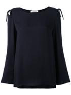 Dorothee Schumacher - Cold Shoulder Blouse - Women - Silk/viscose - 4, Blue, Silk/viscose