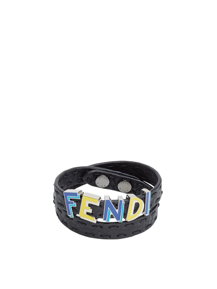 Fendi Logo Wrap-around Cuff - Black