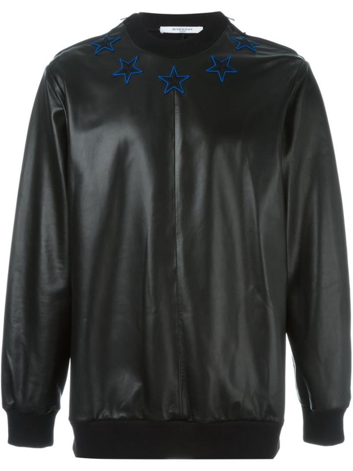 Givenchy Star Patch Sweatshirt, Men's, Size: Xs, Black, Lamb Nubuck Leather/viscose/cupro
