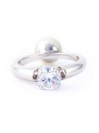 Maison Margiela Pearl And Gemstone Ring, Women's, Size: M, Metallic, Brass/pearls/zirconium