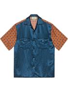 Gucci Bi-material Printed Bowling Shirt - Blue