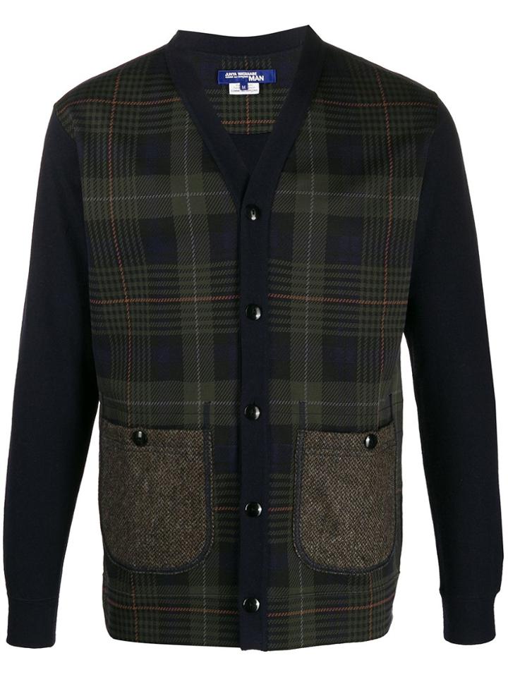 Junya Watanabe Plaid-panel Cardigan - Blue