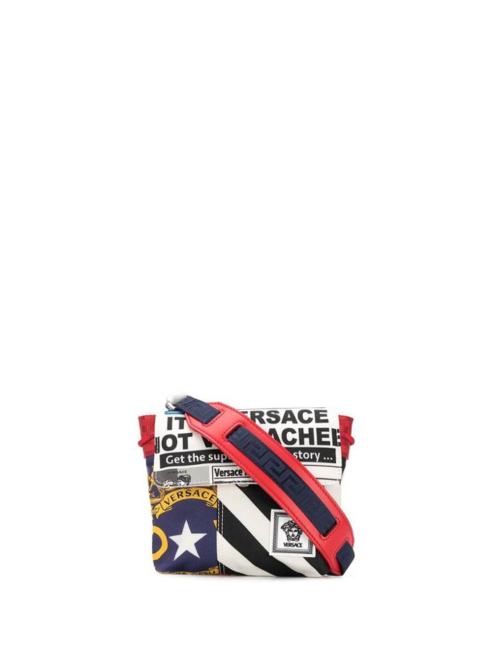Versace Mismatch Pattern Shoulder Bag - Red