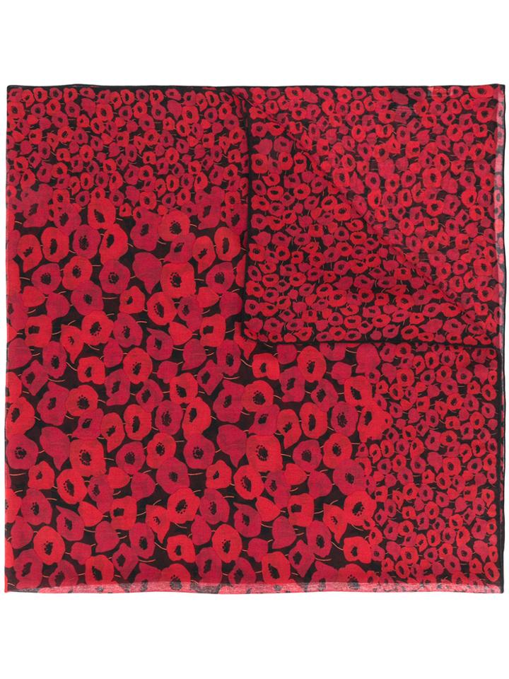 Saint Laurent Poppy Square Scarf - Black