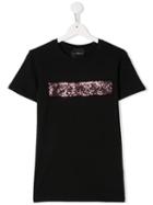 John Richmond Junior Teen Sequin Stripe T-shirt - Black