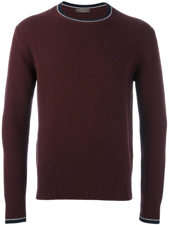 Etro Crew Neck Pullover, Men's, Size: Medium, Red, Wool