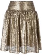 Michael Michael Kors Metallic (grey) Sequin Pleated Skirt, Women's, Size: 4, Polyester/nylon