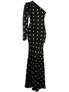 Rebecca Vallance Polka-dot One-shoulder Gown - Black