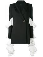 Ellery - Extended Ruffle Sleeve Blazer - Women - Silk/polyester/spandex/elastane/wool - 6, Black, Silk/polyester/spandex/elastane/wool