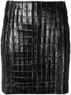 Mugler - Crocodile Effect Mini Skirt - Women - Lamb Skin - 38, Black, Lamb Skin