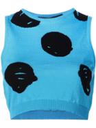 Jeremy Scott Dot Intarsia Tank Top, Women's, Size: 44, Blue, Cotton