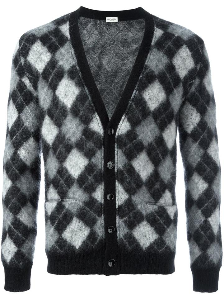 Saint Laurent Harlequin Knitted Cardigan