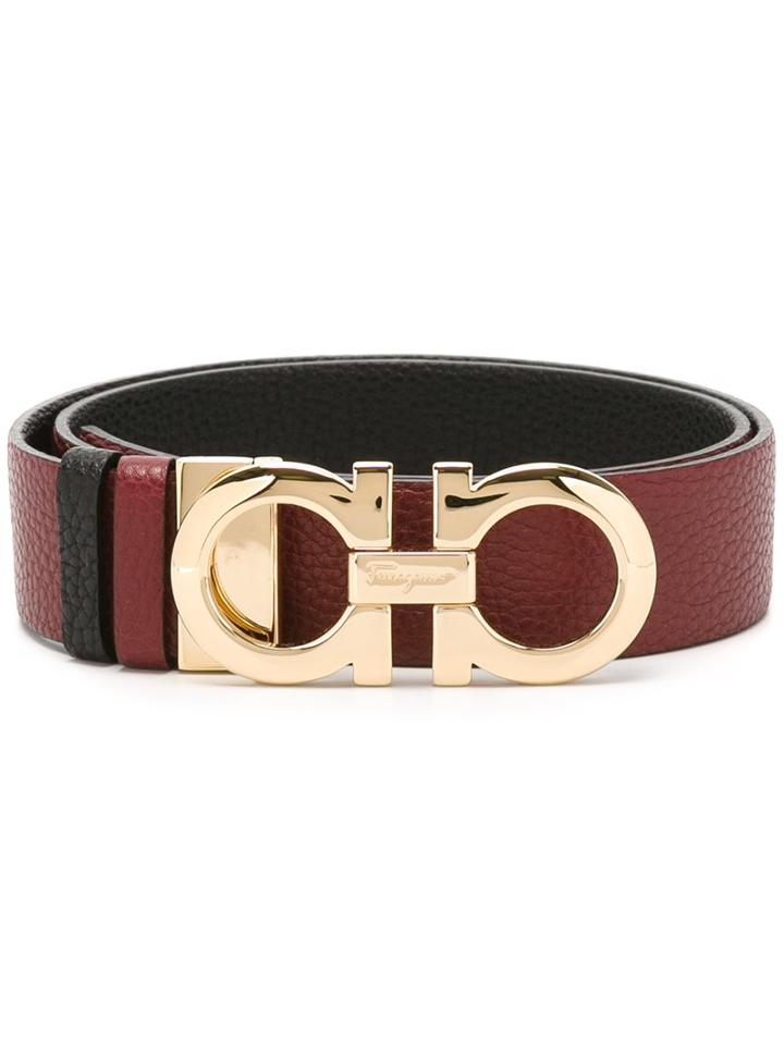 Salvatore Ferragamo Gancini Buckle Belt, Women's, Size: 85, Red, Calf Leather