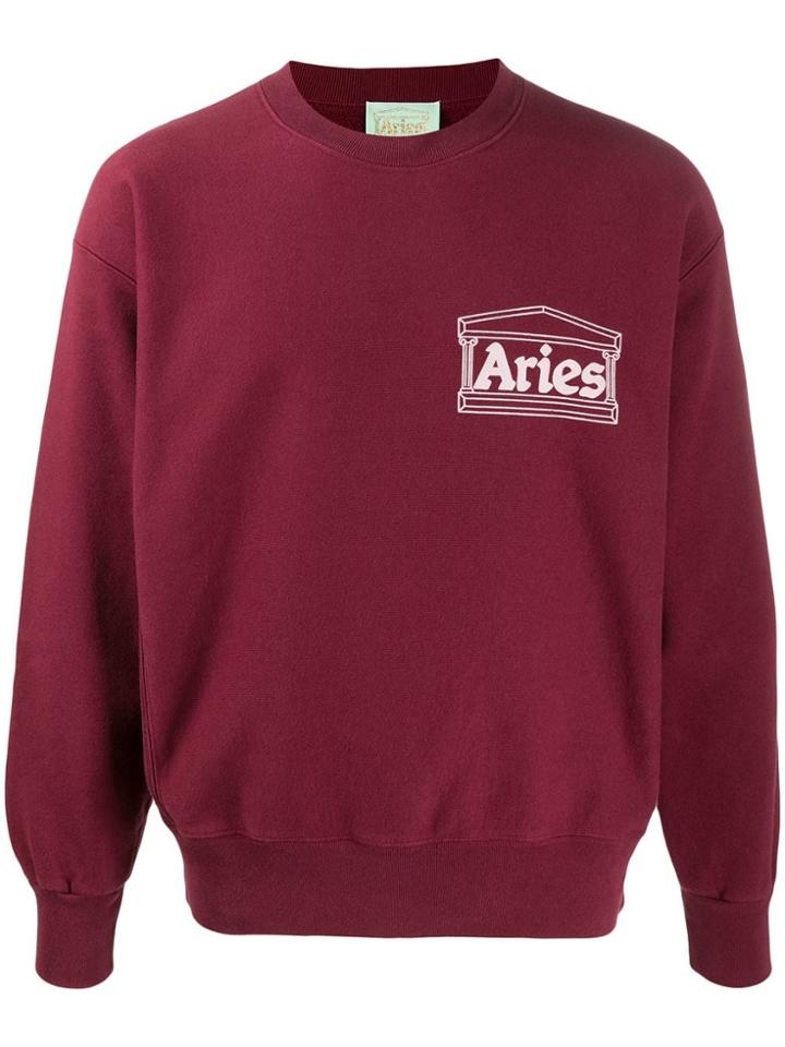 Aries Relaxed-fit Logo Print Sweatshirt - Red