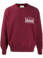 Aries Relaxed-fit Logo Print Sweatshirt - Red