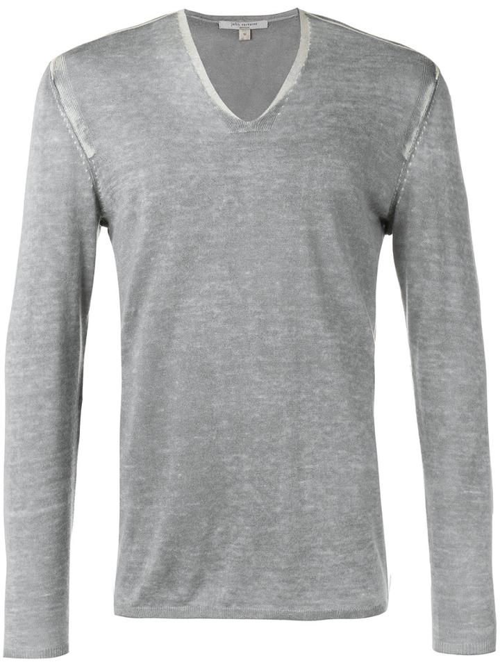 John Varvatos Knitted Sweater, Men's, Size: Xl, Grey, Silk/cashmere