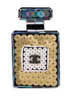 Chanel Vintage Sequin Perfume Bottle Brooch, Women's, Metallic