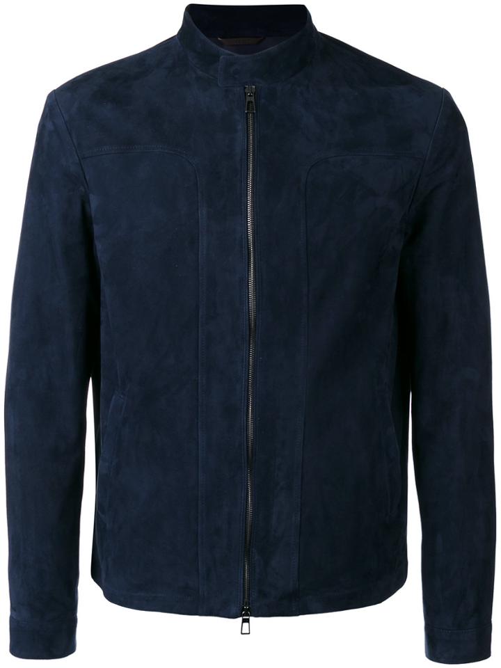 Loro Piana Zipped Suede Jacket - Blue