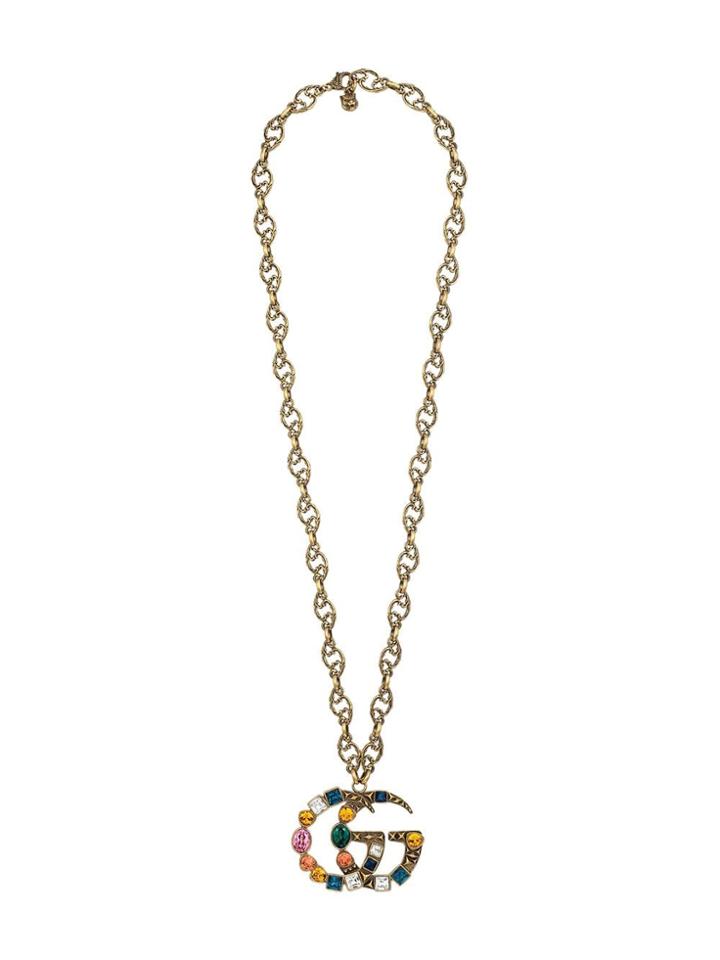 Gucci Crystal Double G Necklace - Yellow & Orange