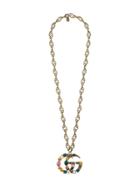 Gucci Crystal Double G Necklace - Yellow & Orange