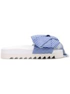 Joshua Sanders Bow Striped Pool Slides - Blue